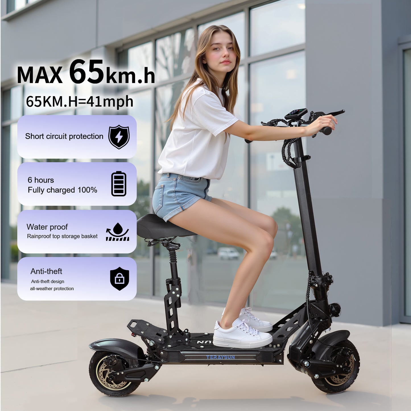 E-Scooters Adelaide "Roadrunner" Electric Scooter 3600 Watt Dual Motor With Front and Rear Suspension