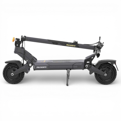 Black electric scooter with 'AUSOM' branding on a white background